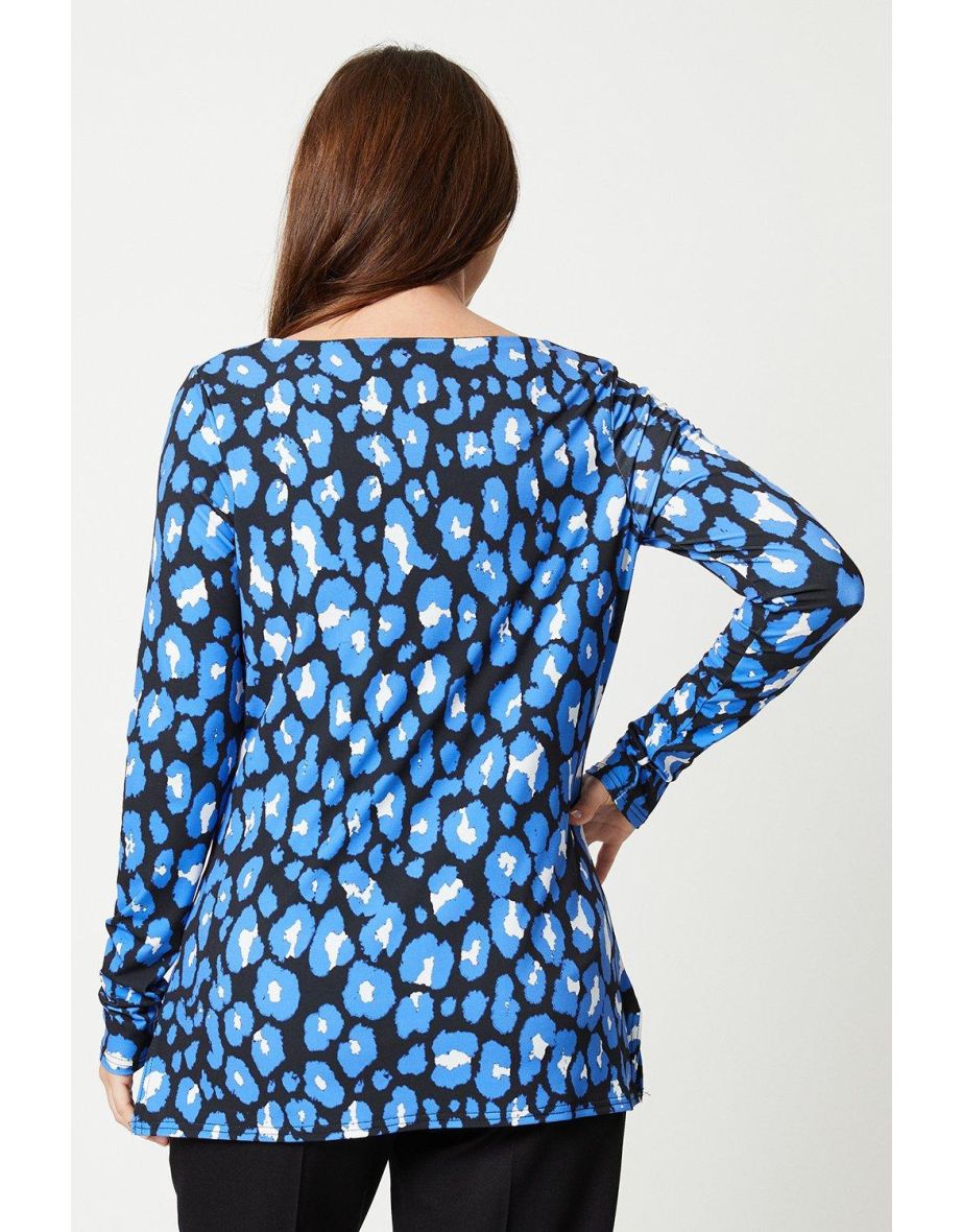 Tall Blue Animal Print Long Sleeve Top - 2