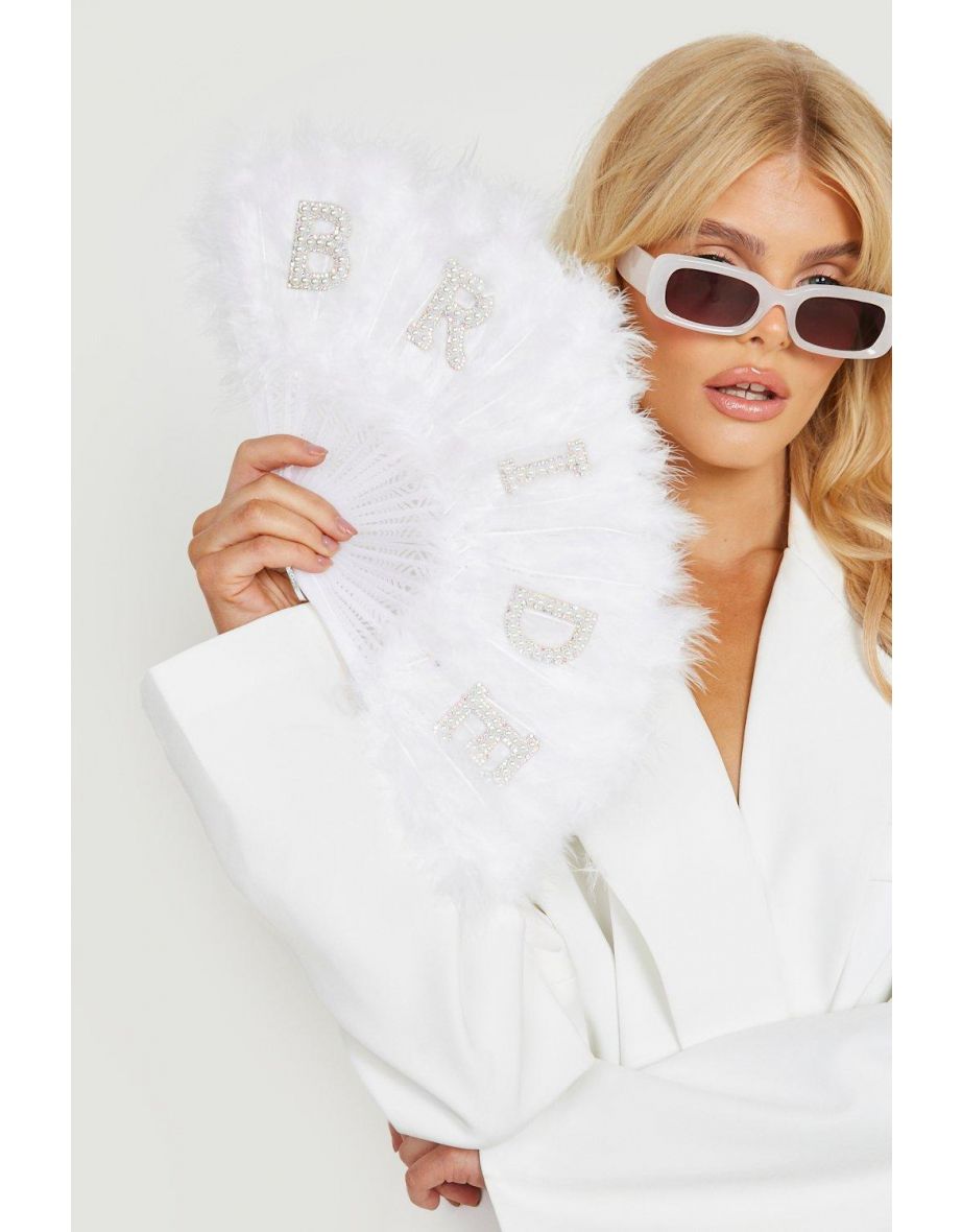 Bride Feather Fan - white