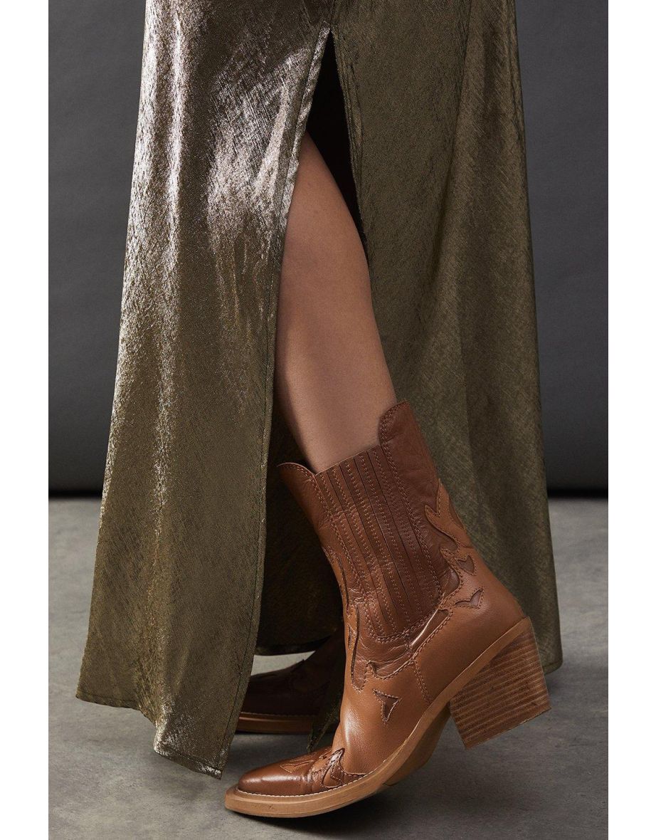 Metallic Satin Bias  Skirt - 3