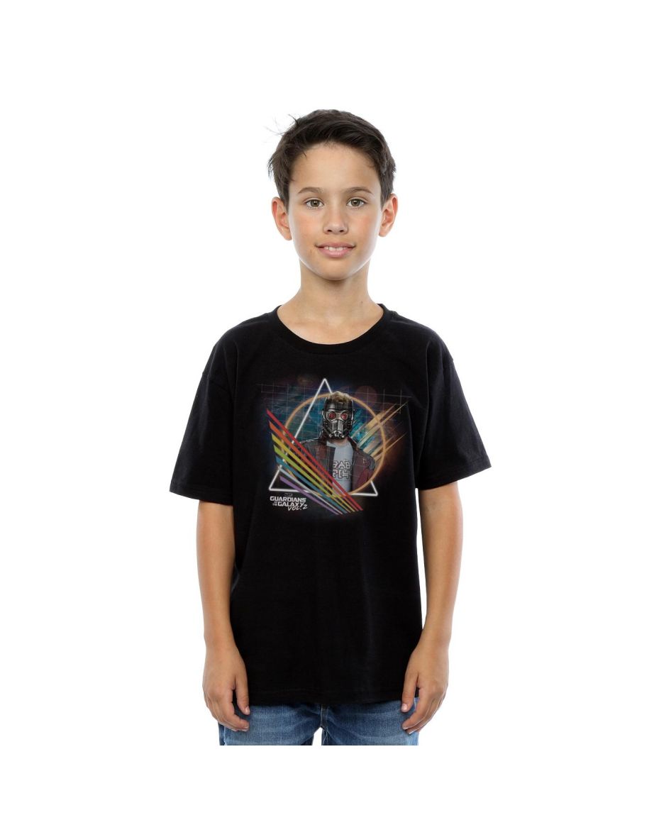 Marvel Boys Guardians Of The Galaxy Neon Star Lord Masked T-Shirt - Black