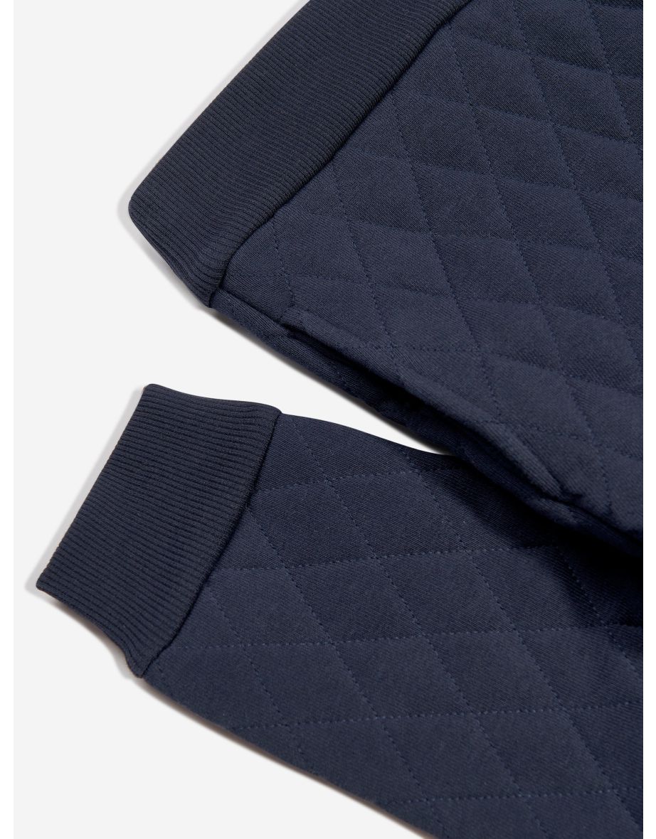 Boys Quilted Hooded Sweatshirt in Navy - 3