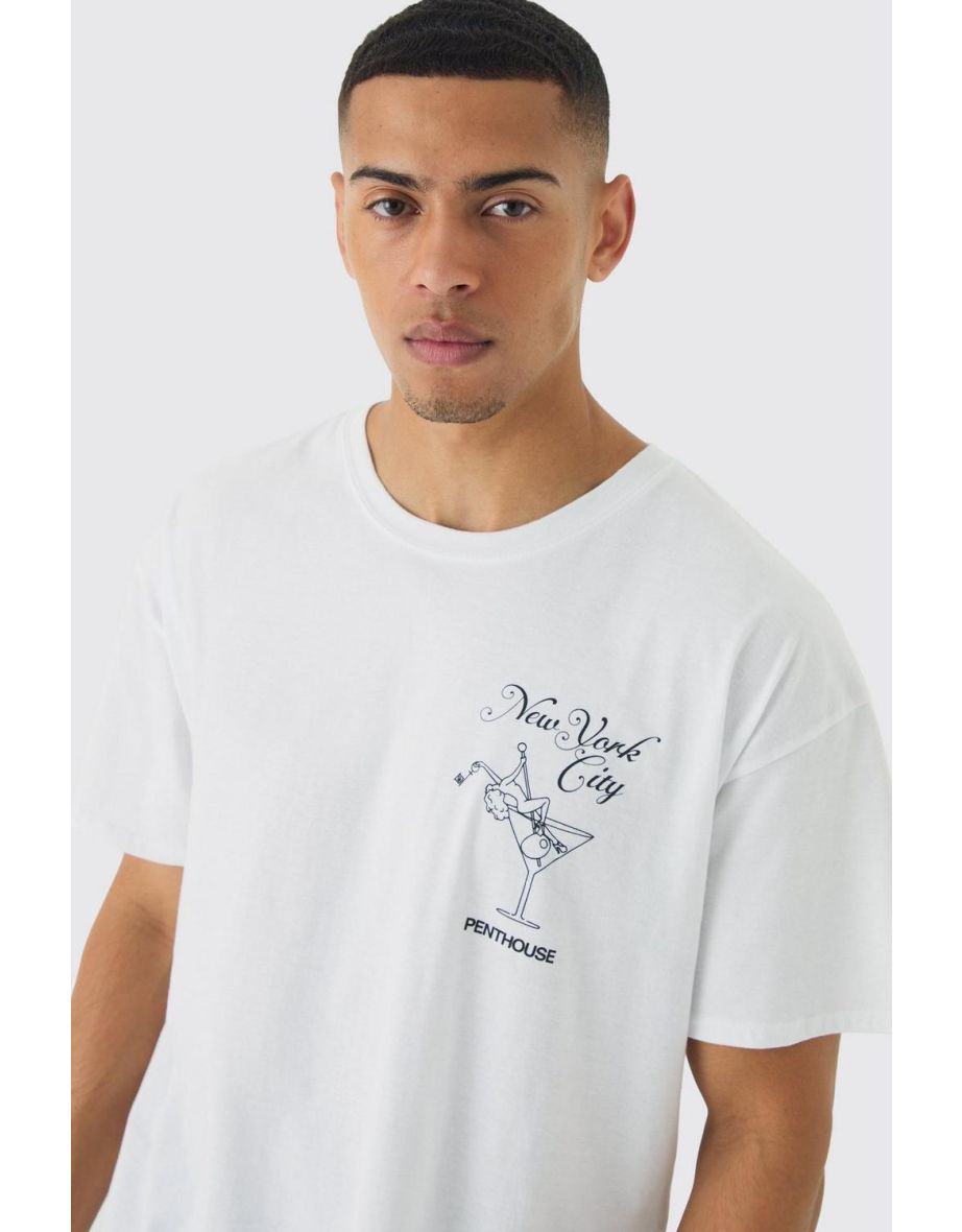 Oversized Penthouse Magazine License T-Shirt - white