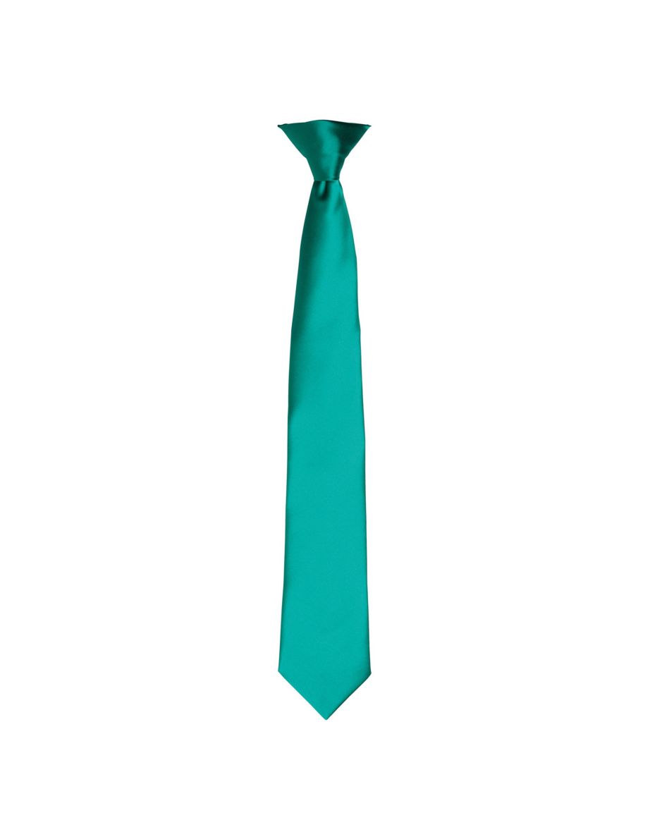 Premier Colours Mens Satin Clip Tie - Emerald