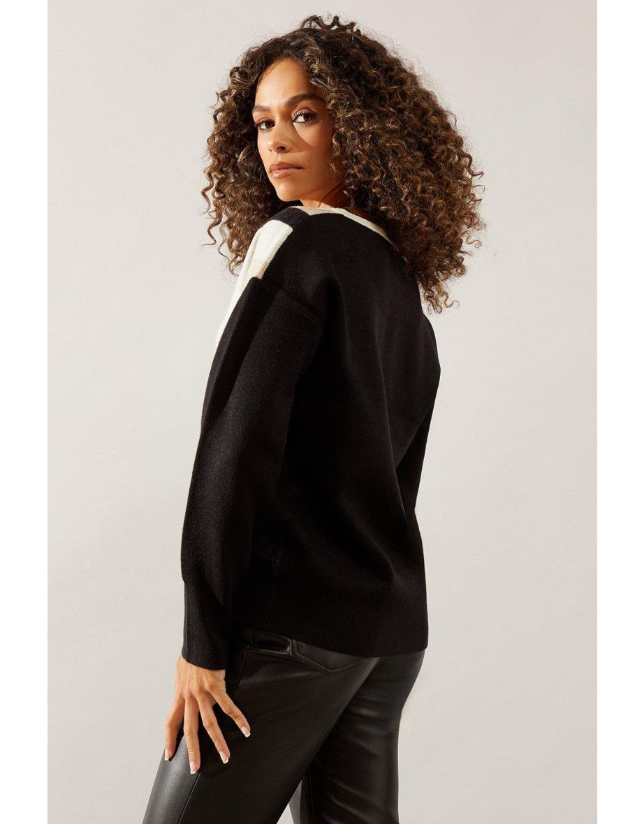 Stripe V Neck Jumper - 3