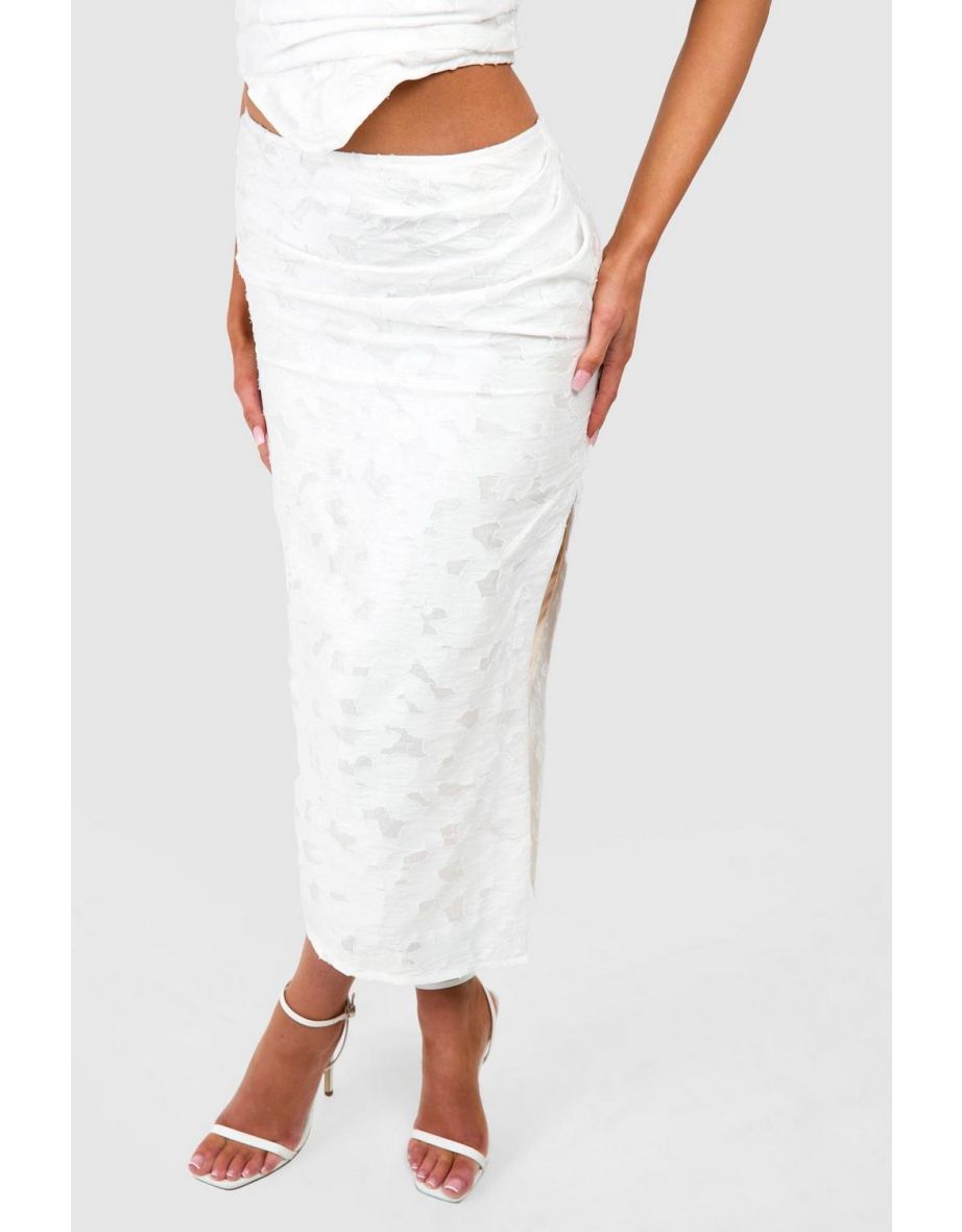 Burnout Floral Column Midaxi Skirt - 3