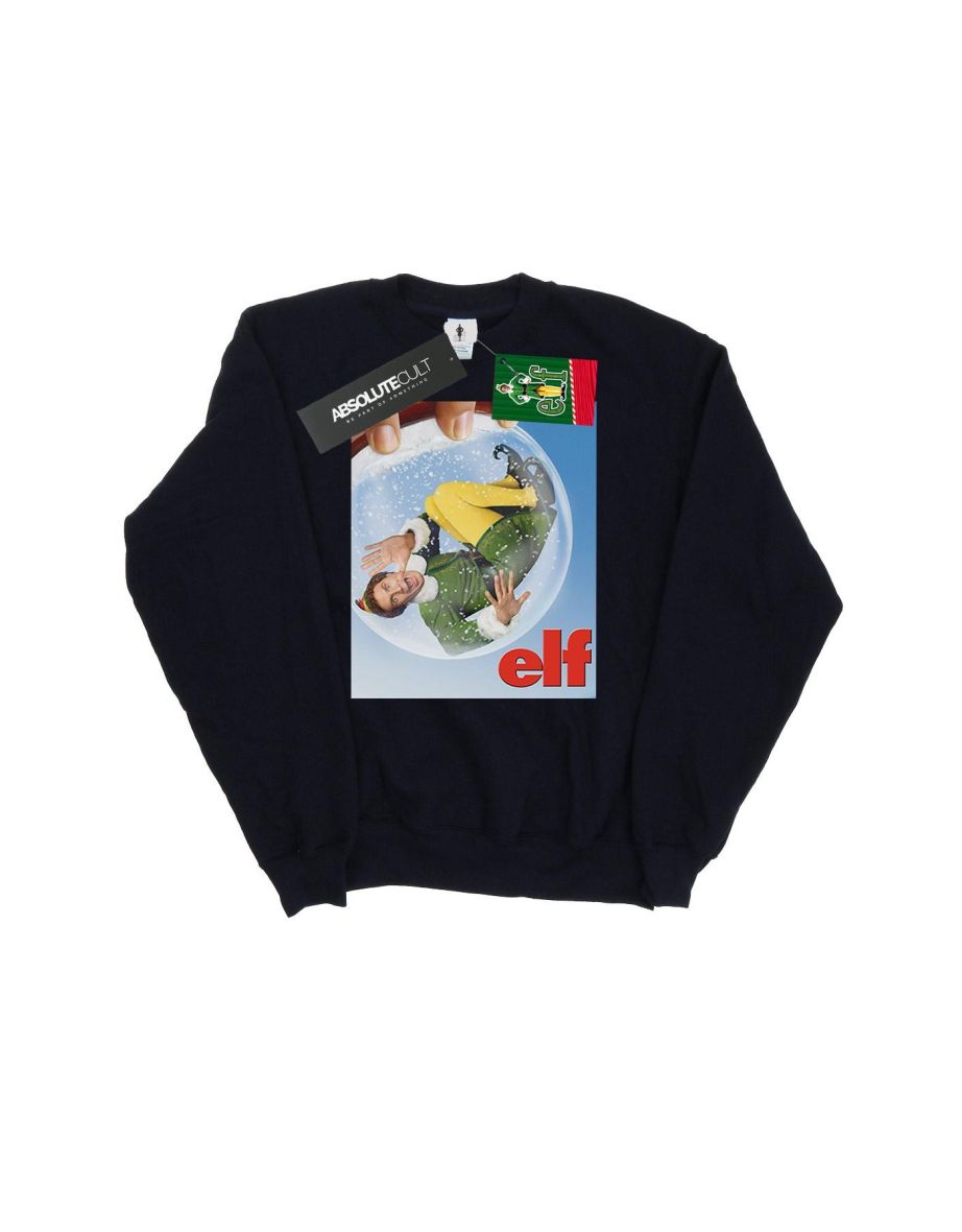 Elf Girls Snow Globe Poster Sweatshirt - Navy Blue