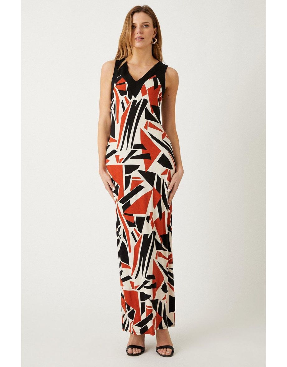 Multi Abstract Jersey Maxi Dress