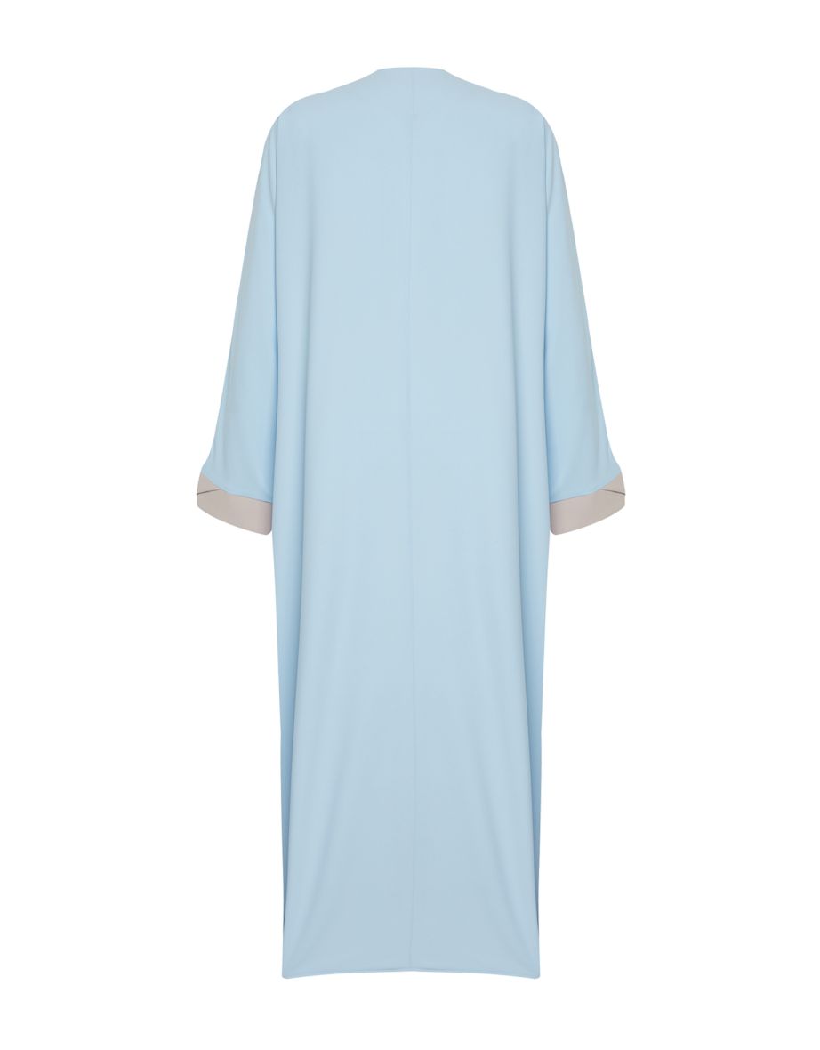Blue Color Block Long Woven Cap & Abaya & Abaya - 7
