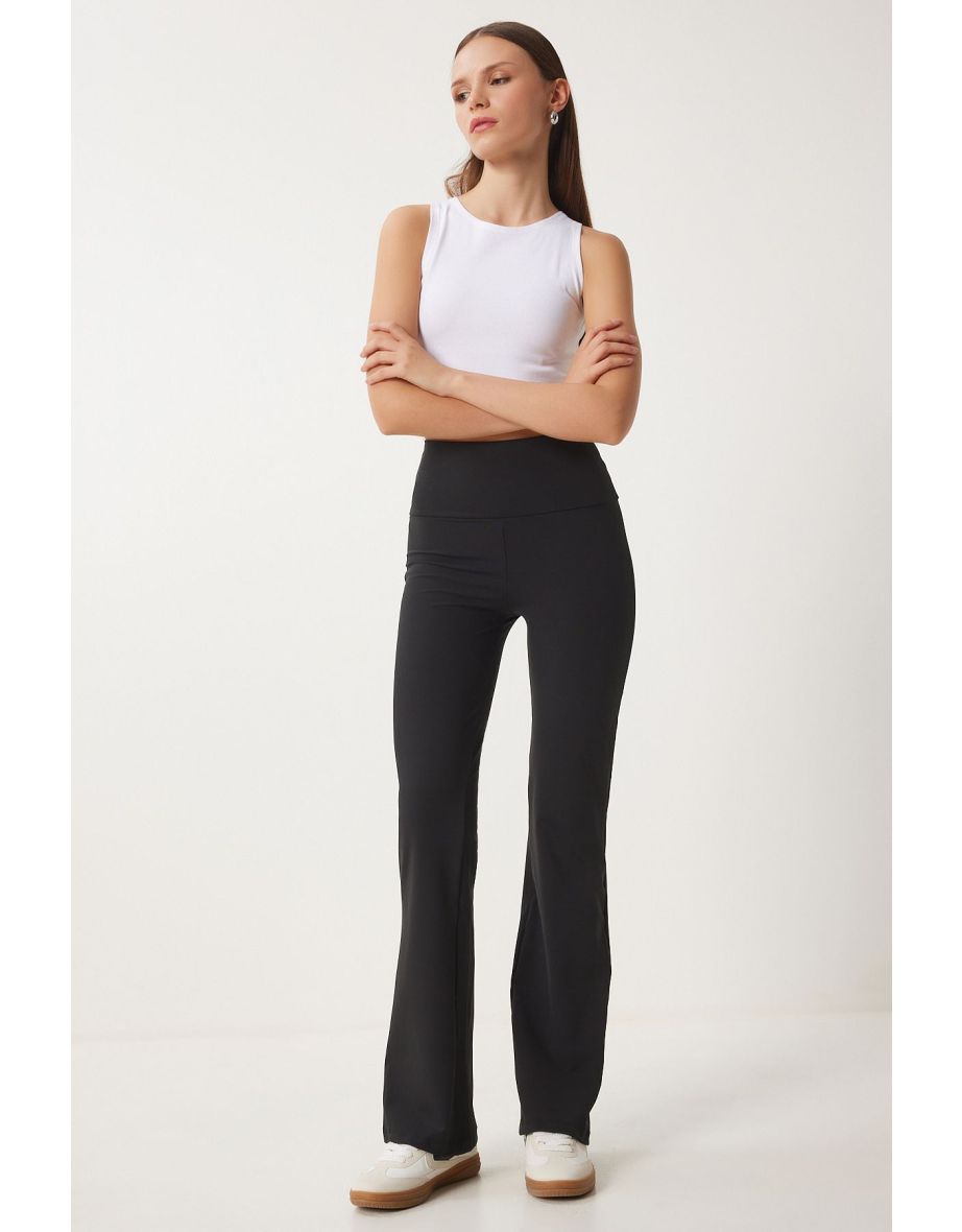 Women's Black High Waist Bell-bottom Leggings
