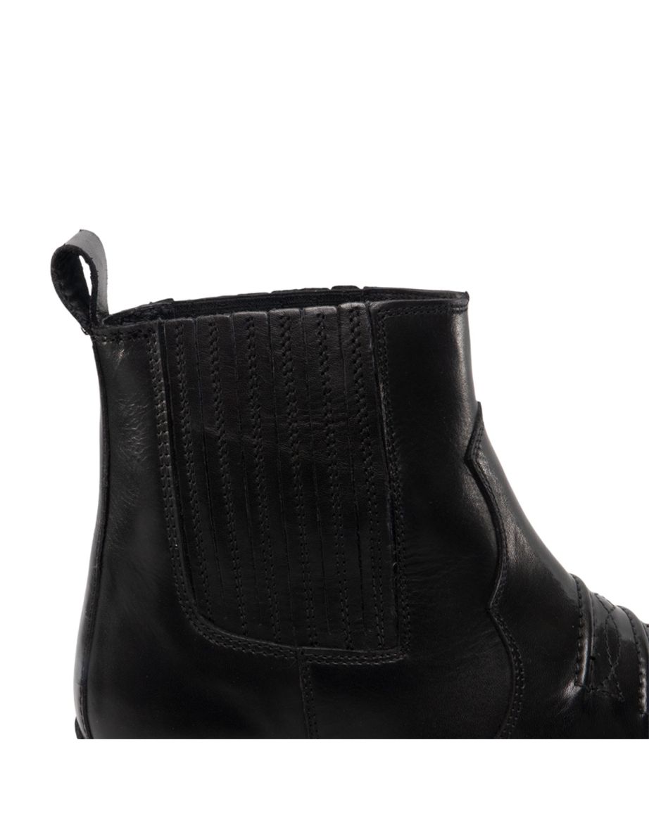 Woodland Mens Distressed Leather Gusset Western Ankle Boots - Black - 2