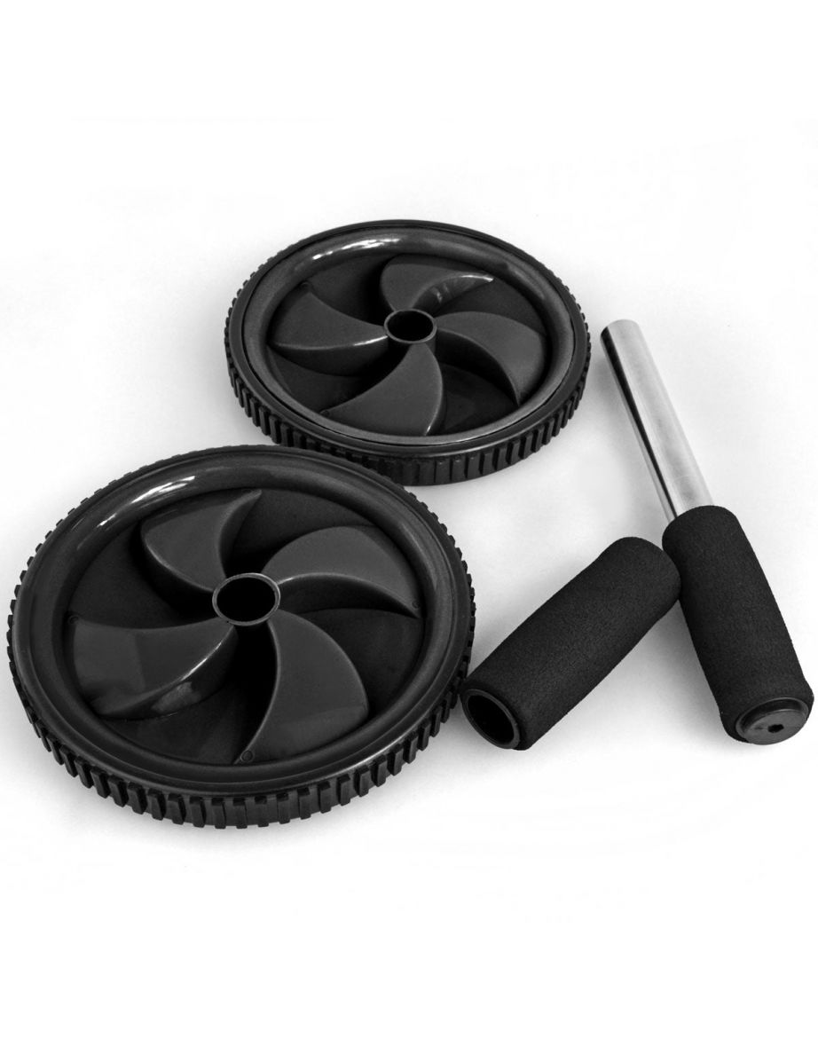 BLACK DUAL WHEEL ABDOMINAL EXERCISE AB ROLLER
