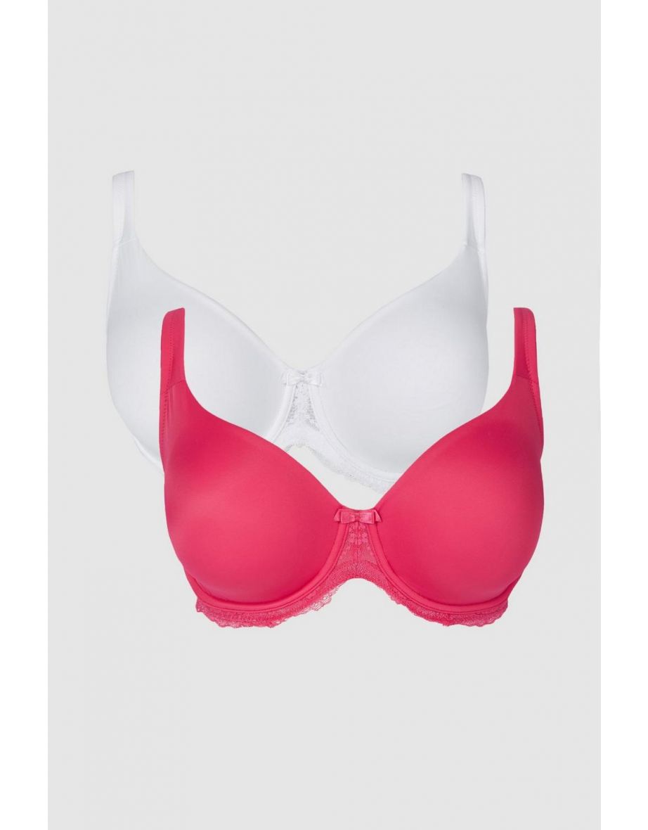 Dd+ 2pp Moulded Lace Wing T-shirt Bra - hot pink