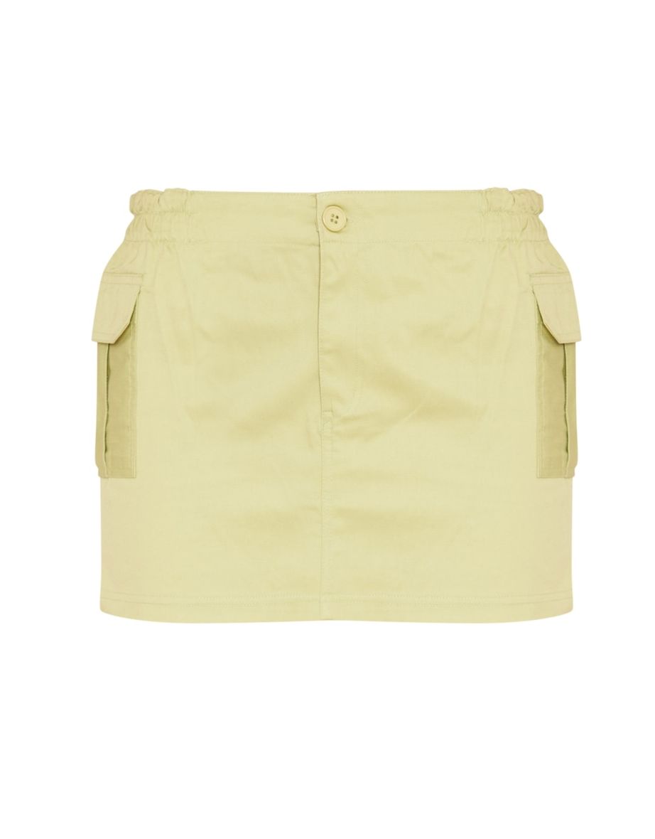 Sage Khaki Twill Pocket Front Micro Mini Cargo Skirt - 5