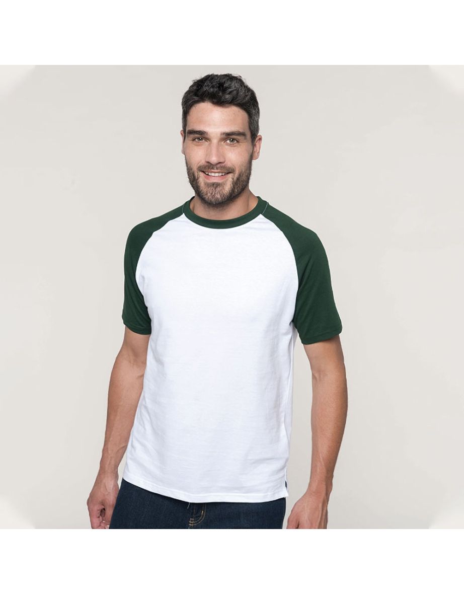 Shop Kariban Mens Short Sleeve Baseball T Shirt White Forest Online in Bahrain VogaCloset