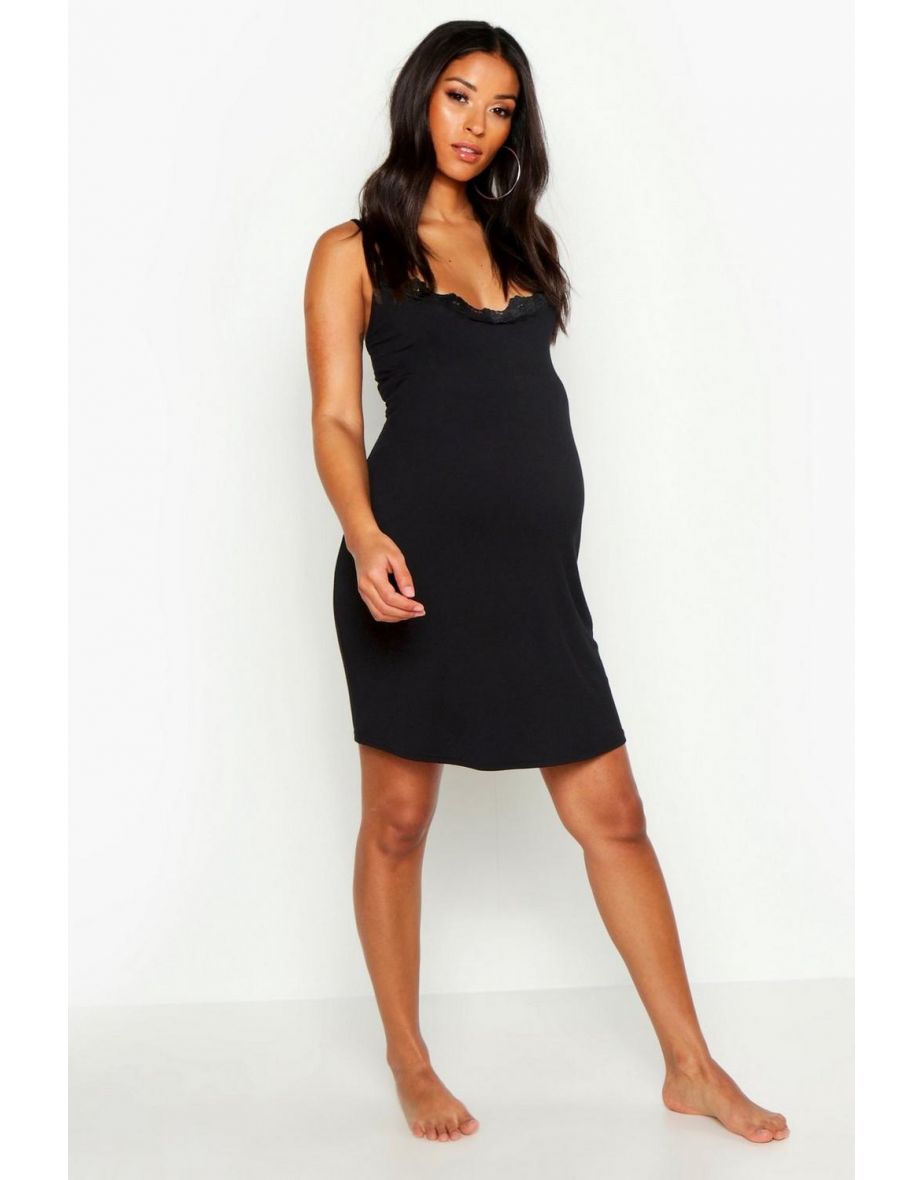 Maternity Trim Nightie - black