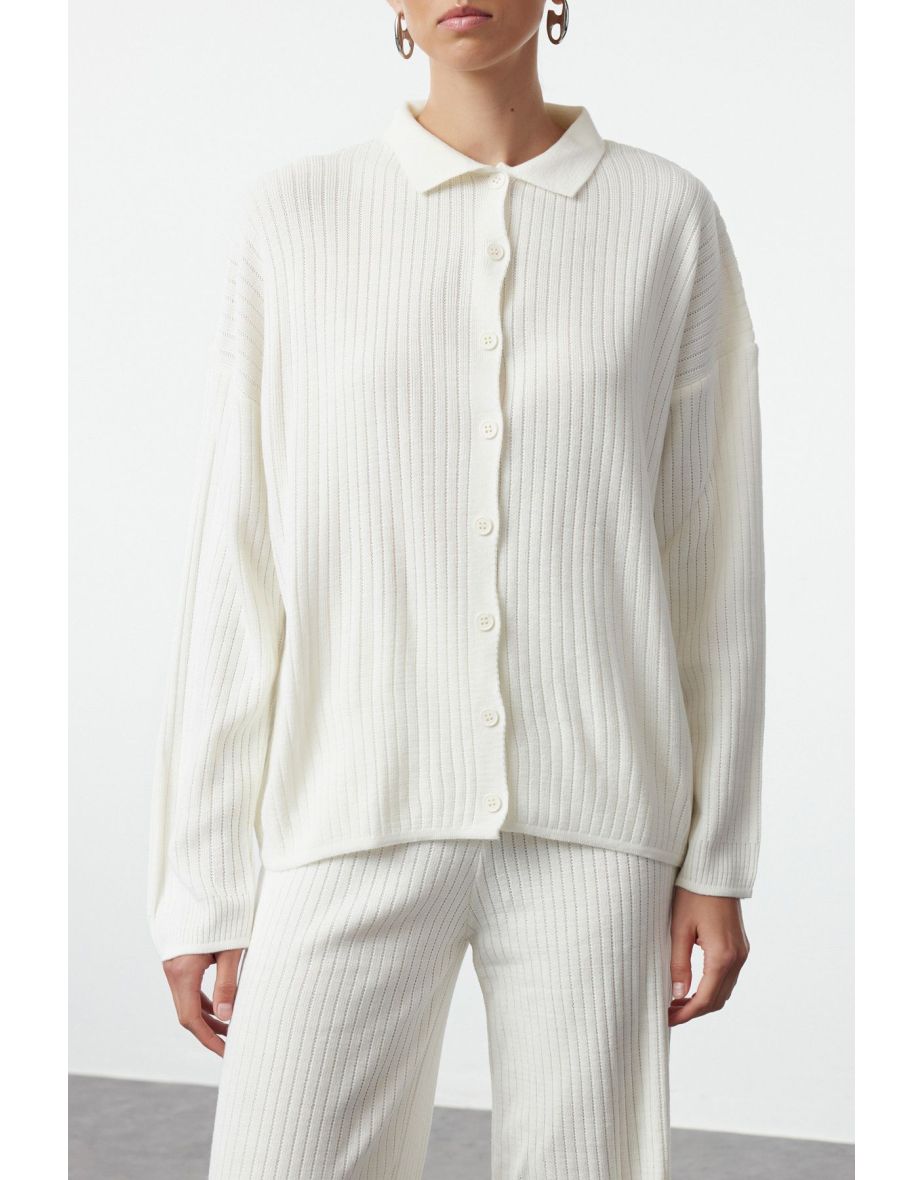 Bone Shirt-Pants Knitwear Bottom-Top Set - 4