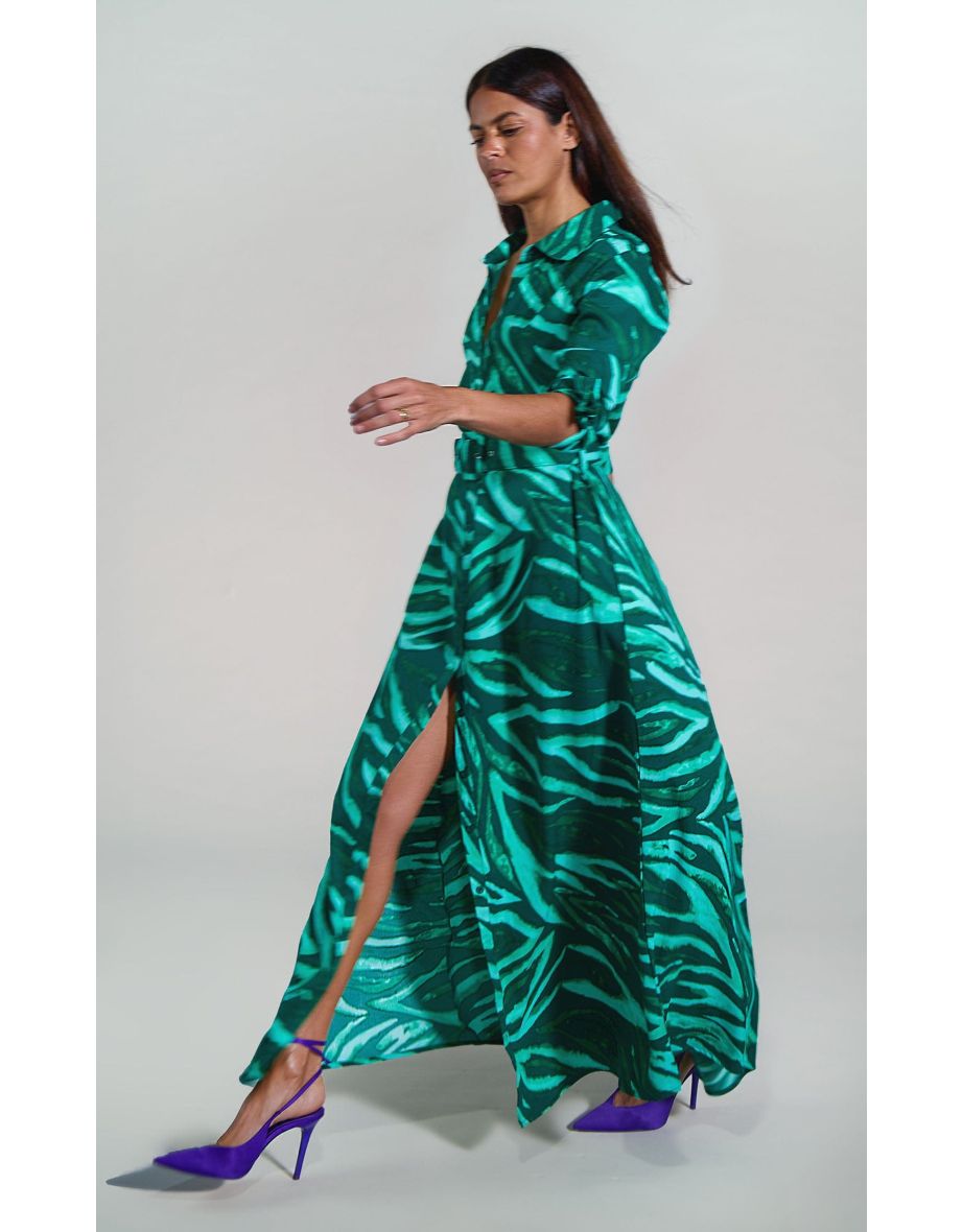 Dove Dress In Green Painted Zebra - 4