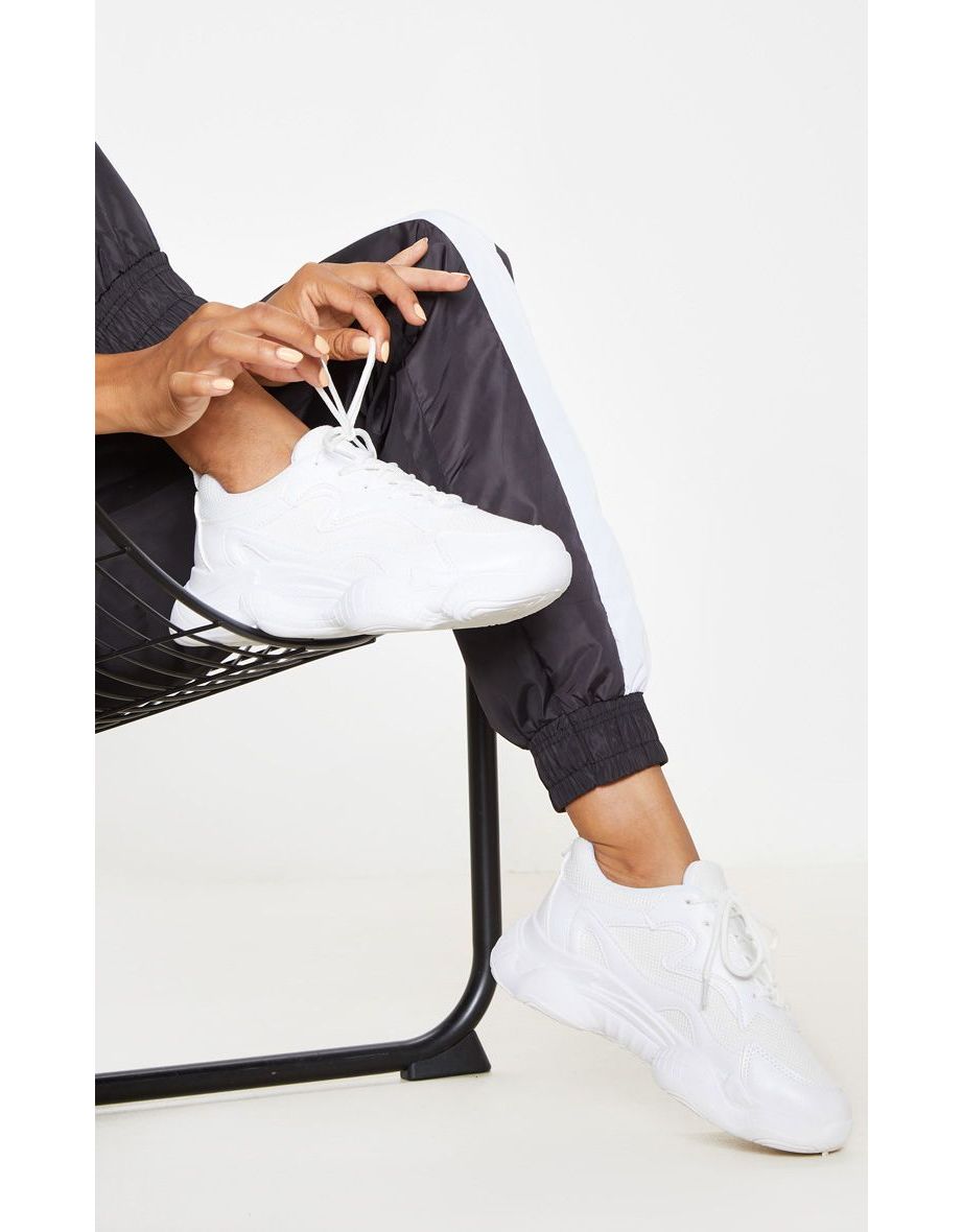 White Bubble Sole Lace Up Trainer