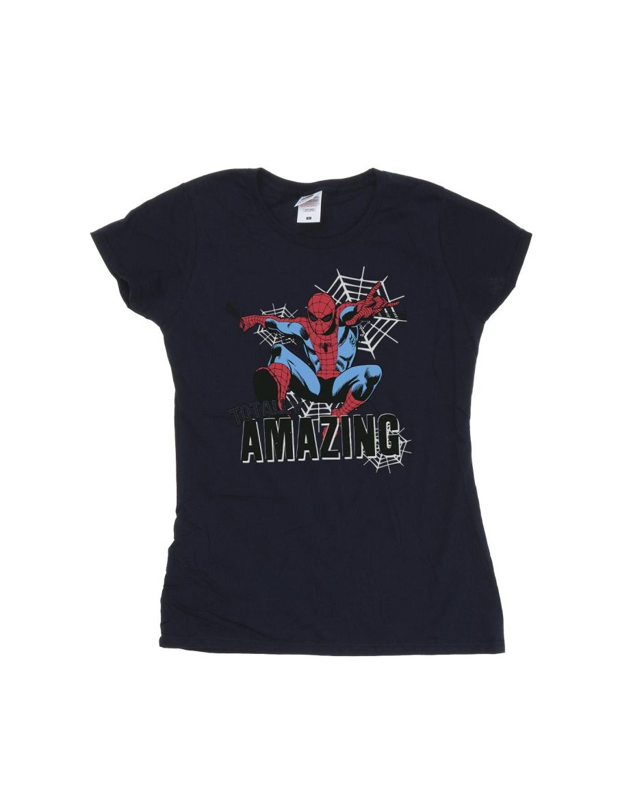Marvel Womens/Ladies Spider-Man Amazing Cotton T-Shirt - Navy Blue - 1