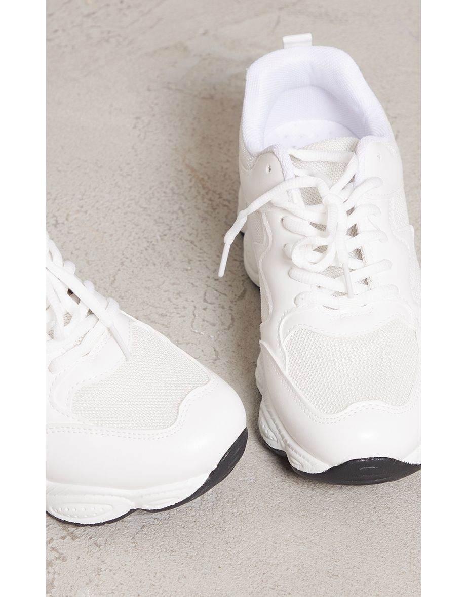 White Basic Bubble Sole Chunky Trainers - 3