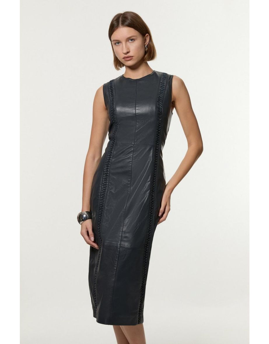 Leather Twist Detail Sleeveless Mini Dress