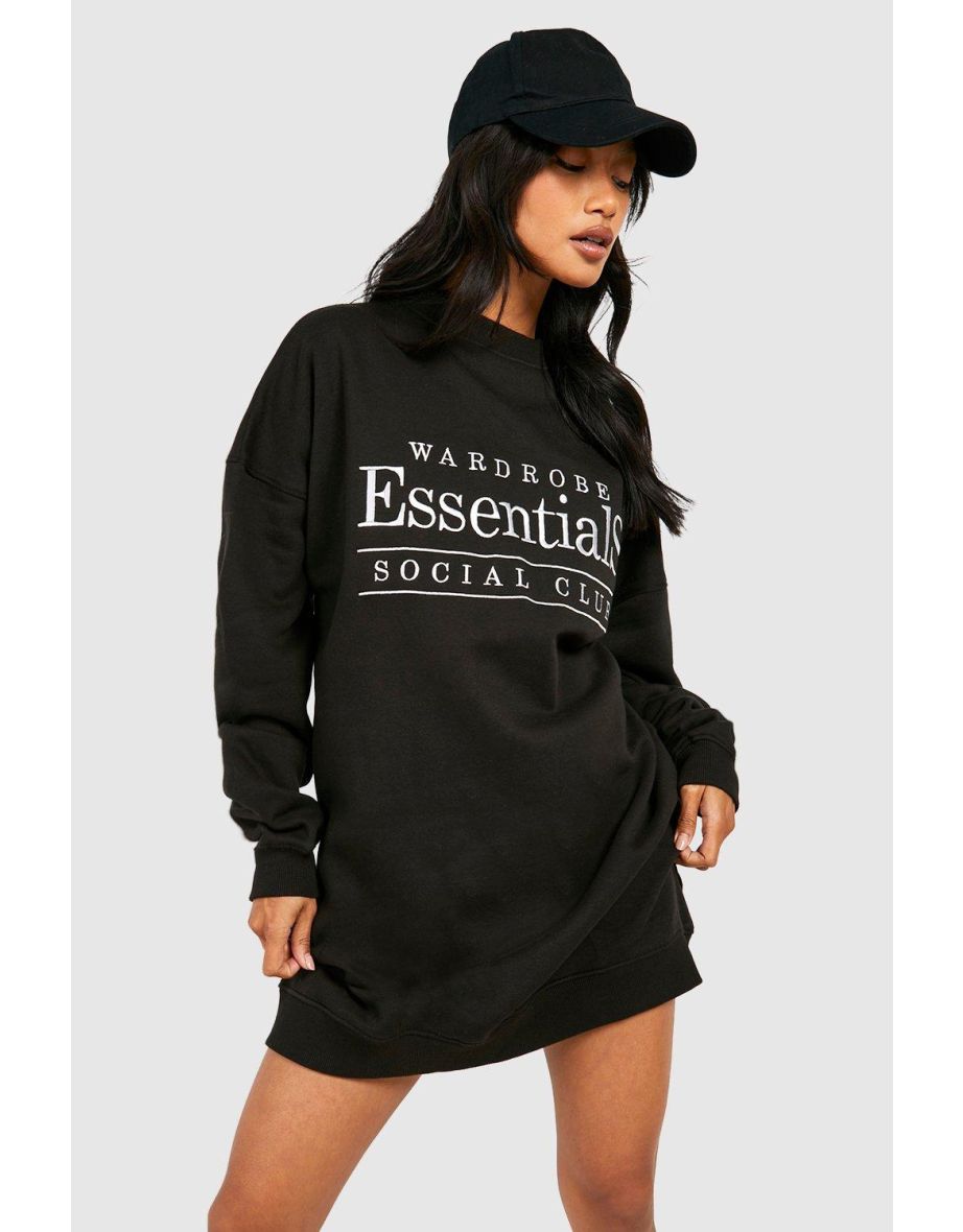 Black Column Mini Jumper Dress with Long Sleeve