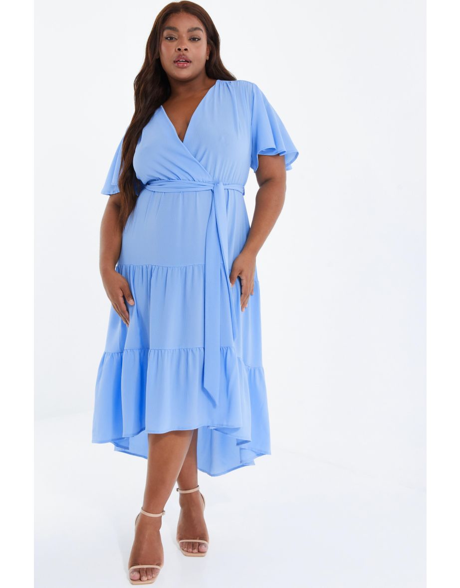 Quiz blue store dip hem dress