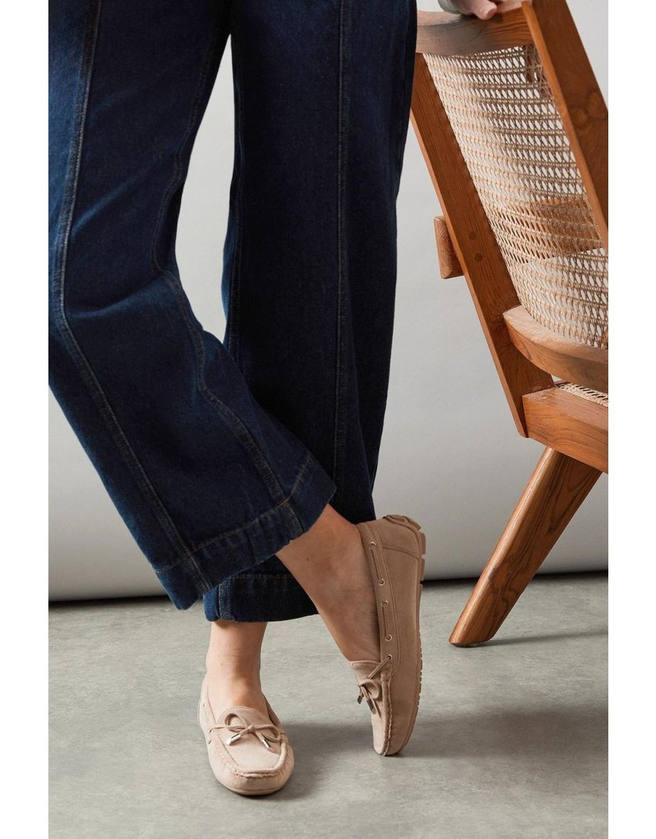 Good For The Sole: Caemille Faux Suede Comfort Sock Flexi Sole Moccasin Flat Shoes