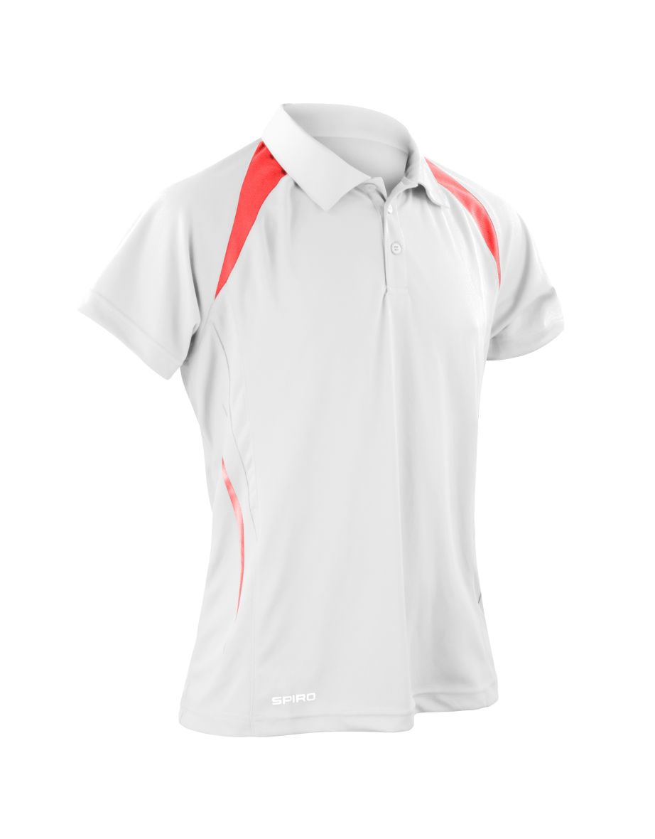 Spiro Mens Sports Team Spirit Performance Polo Shirt - White/Red