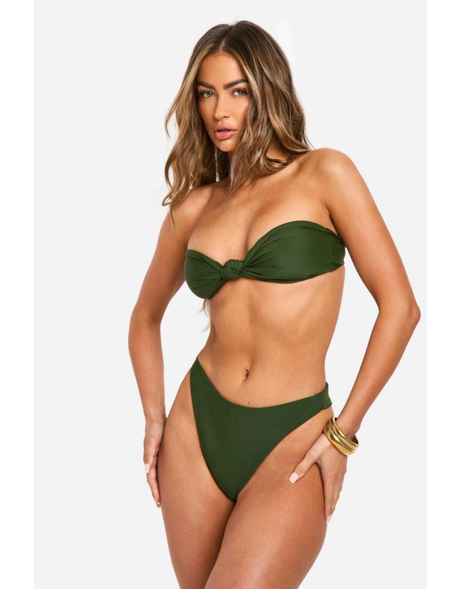 Mix & Match Knotted Bandeau Bikini Top - olive