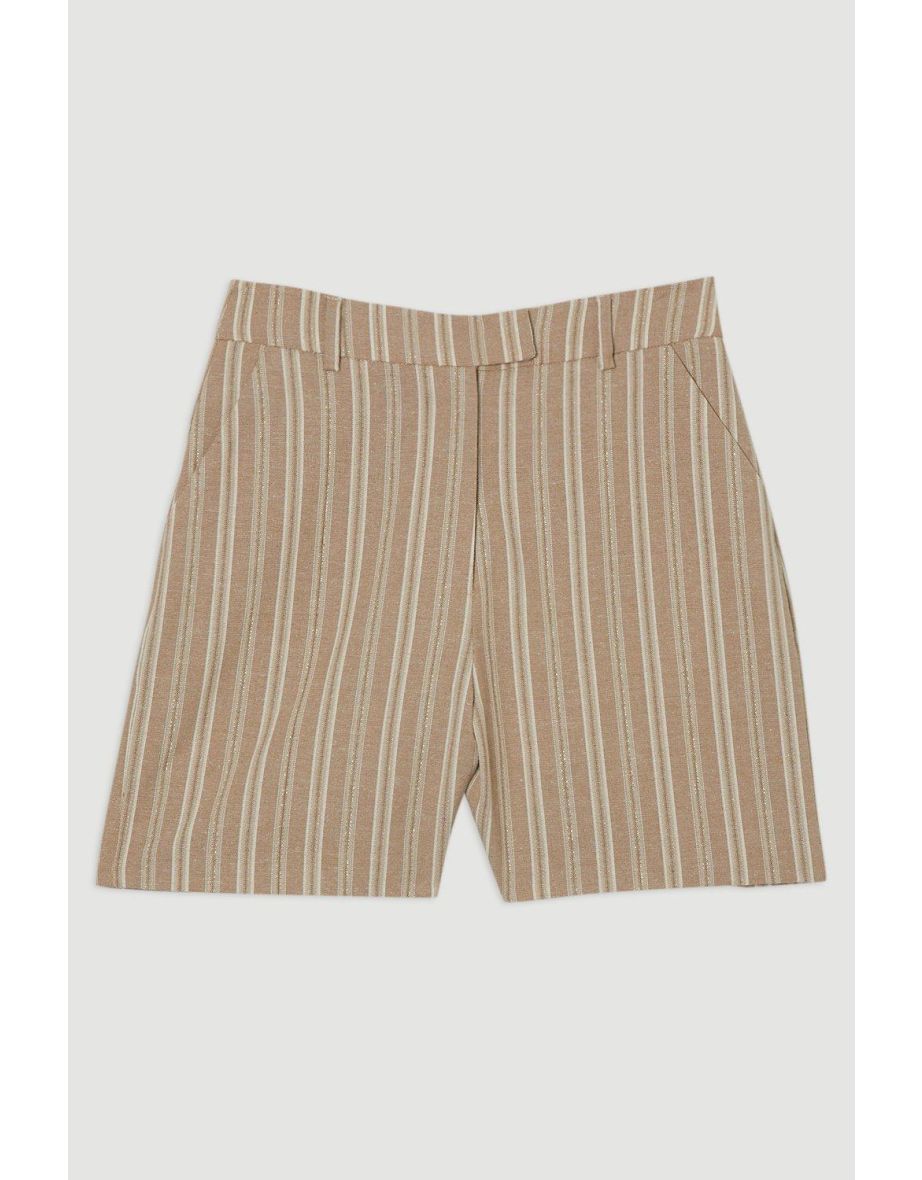 Linen Sparkle Stripe Tailored City Short - 3