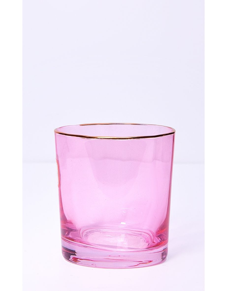 Pink Short Juice Cup with Gold Rim
