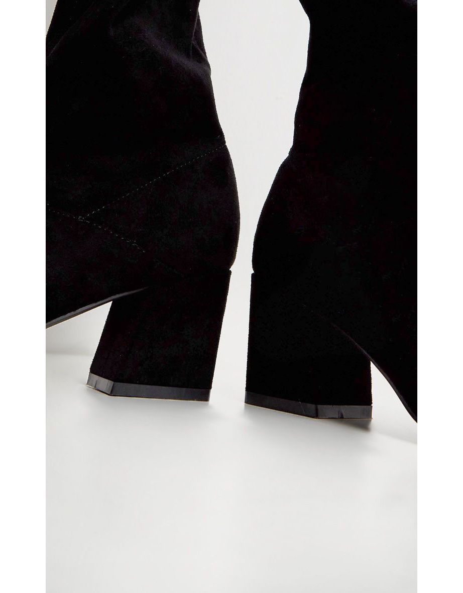 Black Low Block Heel Knee Boot - 3