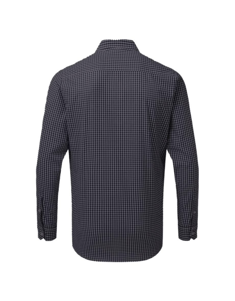 Premier Mens Maxton Check Long Sleeve Shirt - Steel/Black - 1