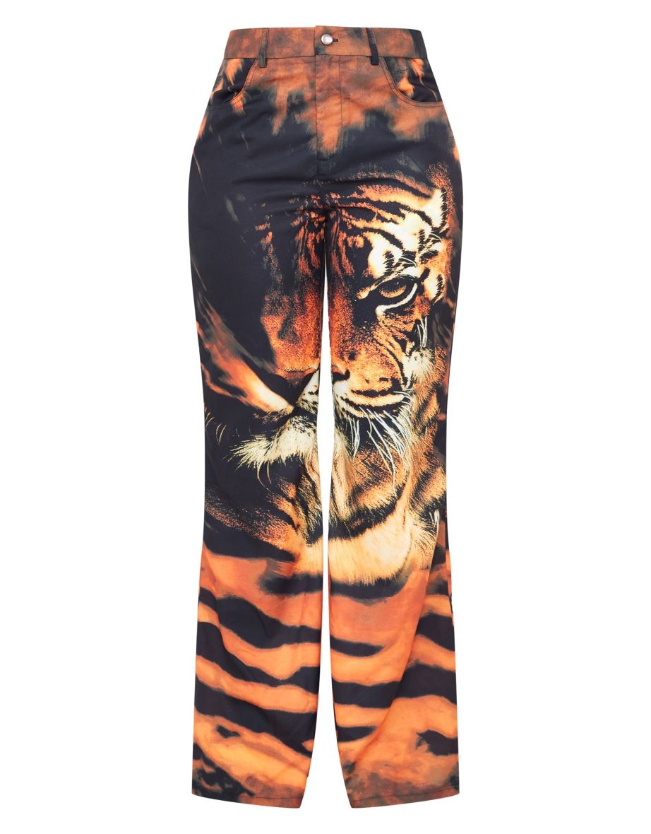 Shape Orange Tiger Print Flare Trousers - 4