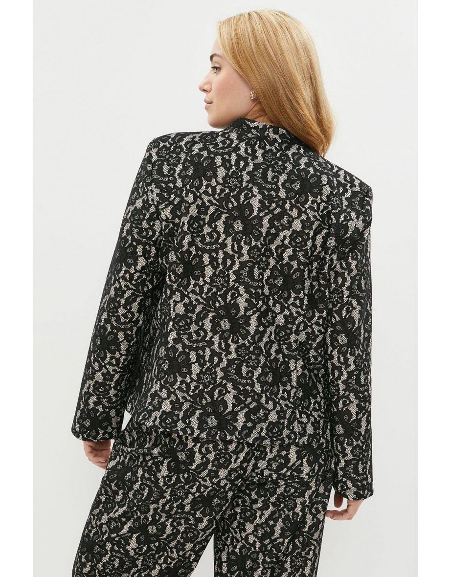 Plus Size Bonded Lace Jacket With Shoulder Pads - 2
