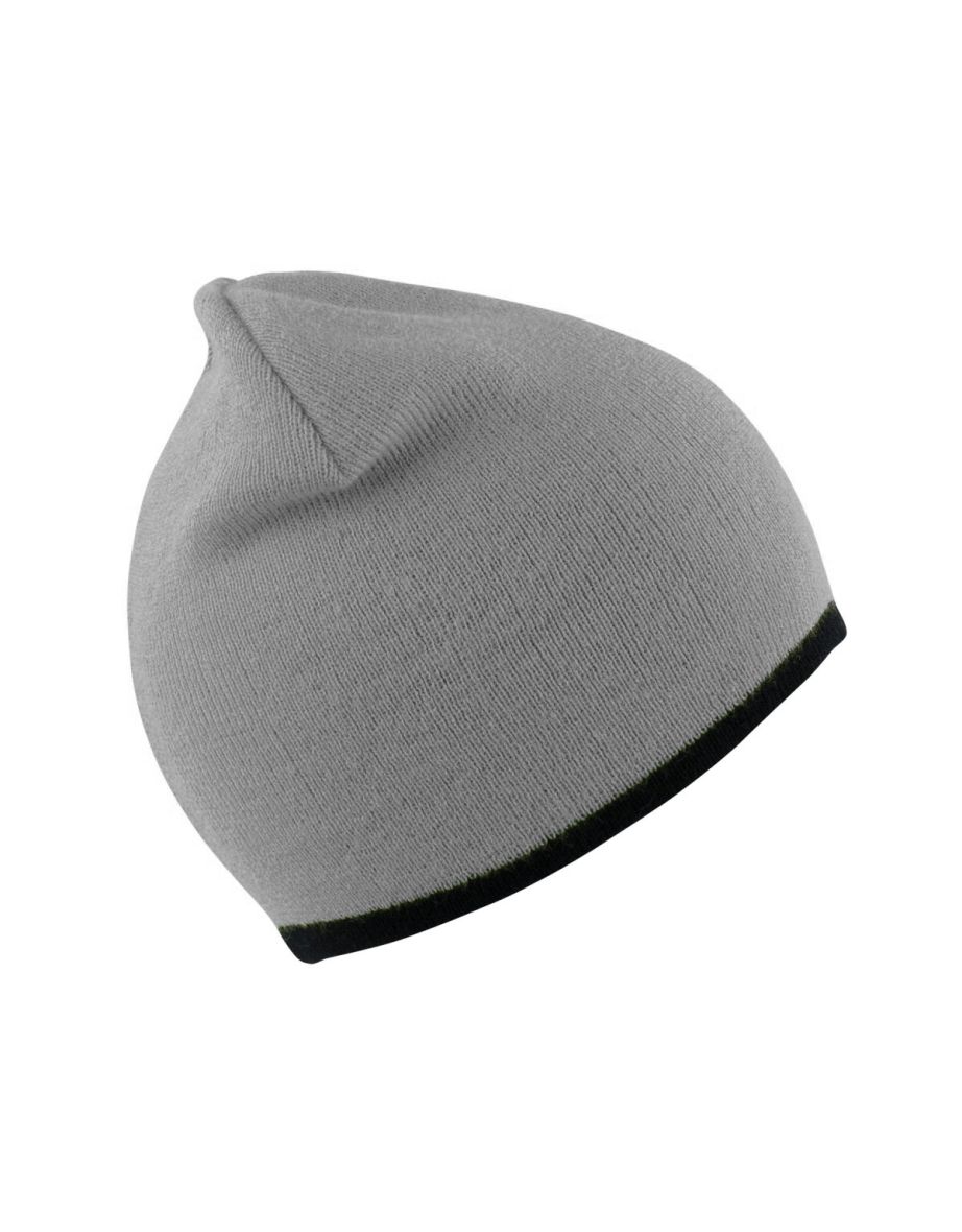 Result Unisex Reversible Fashion Fit Winter Beanie Hat - Grey/Black