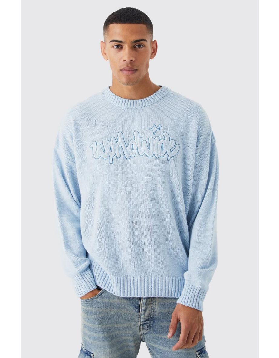 Light blue knit jumper best sale