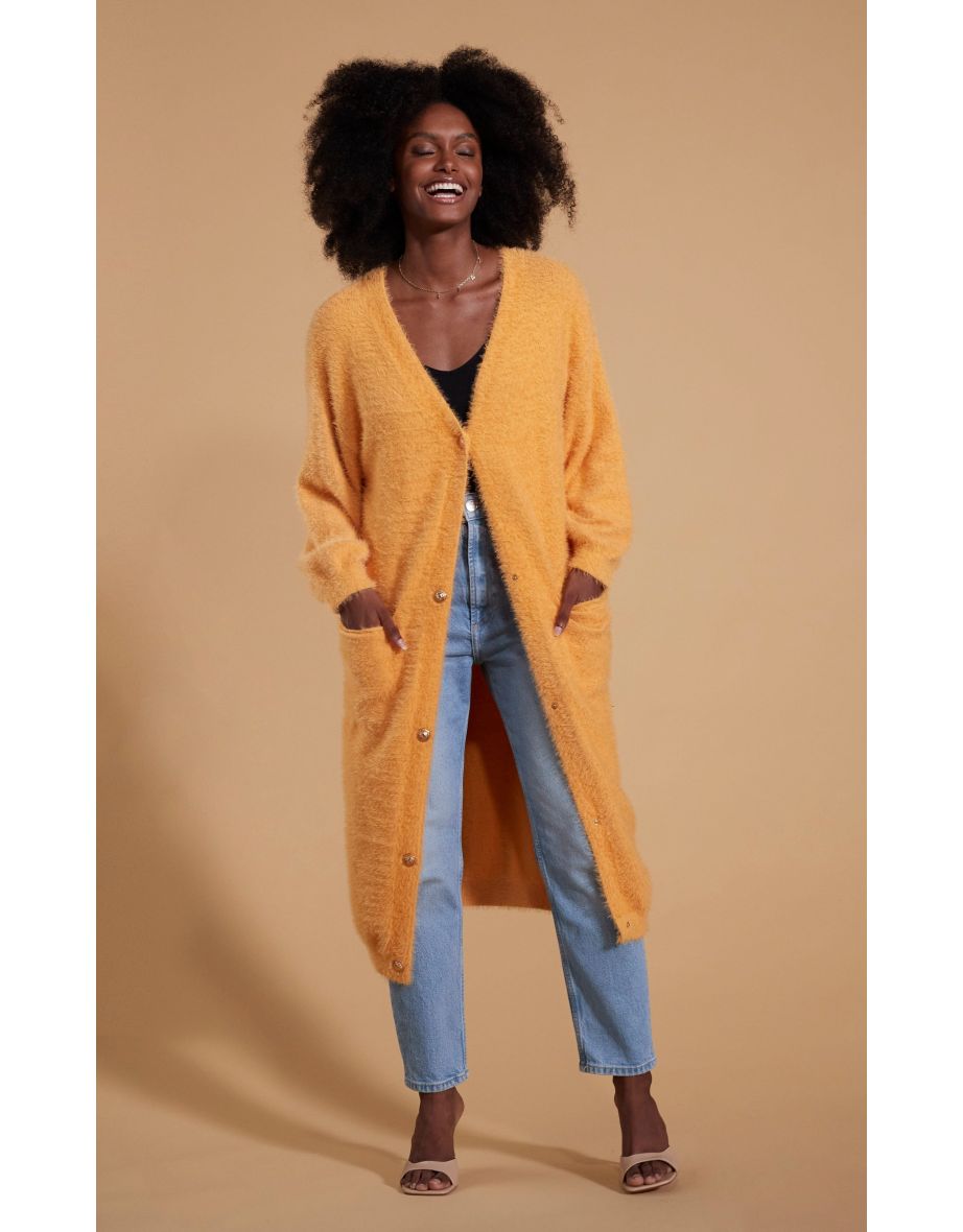 Longline cardigan balloon sleeve hot sale