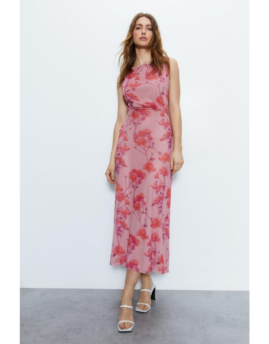 Open Back Floral Midi Dress