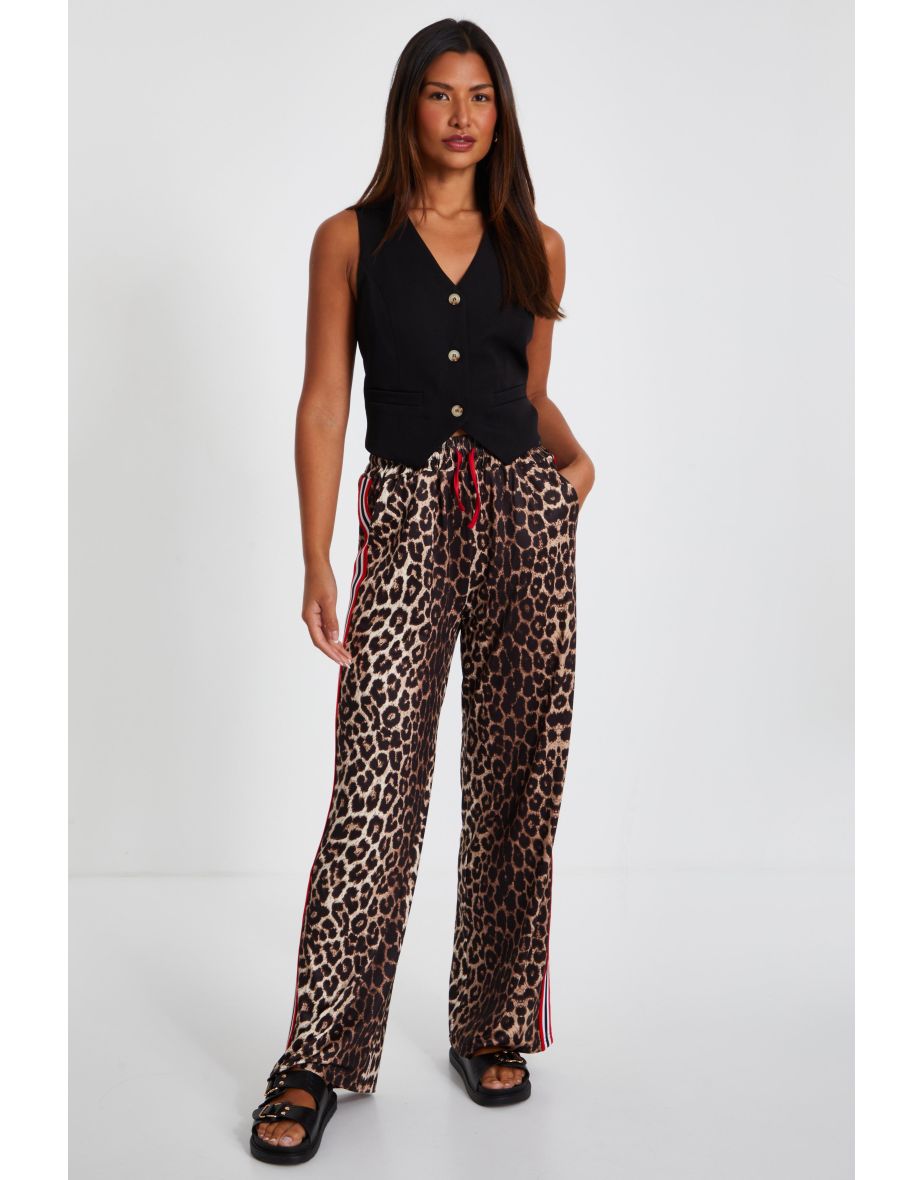 Stone Animal Print Wide Leg Joggers