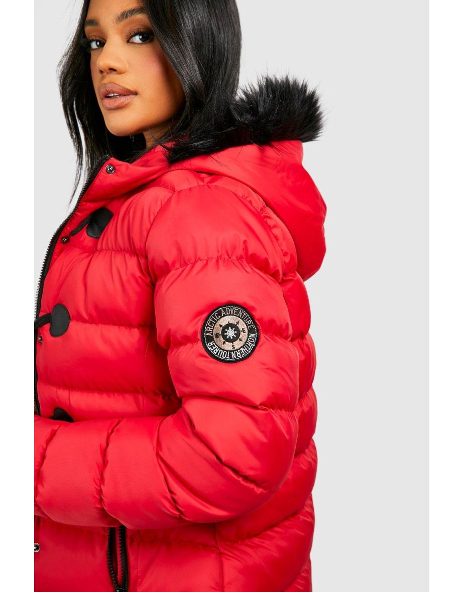 Short Quilted Bubble Jacket - red - 3