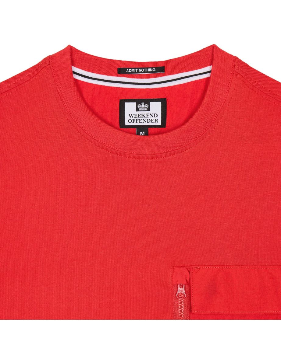 Men's Weekend Offender Takaji Parachute Pocket T-Shirt in Red - 5