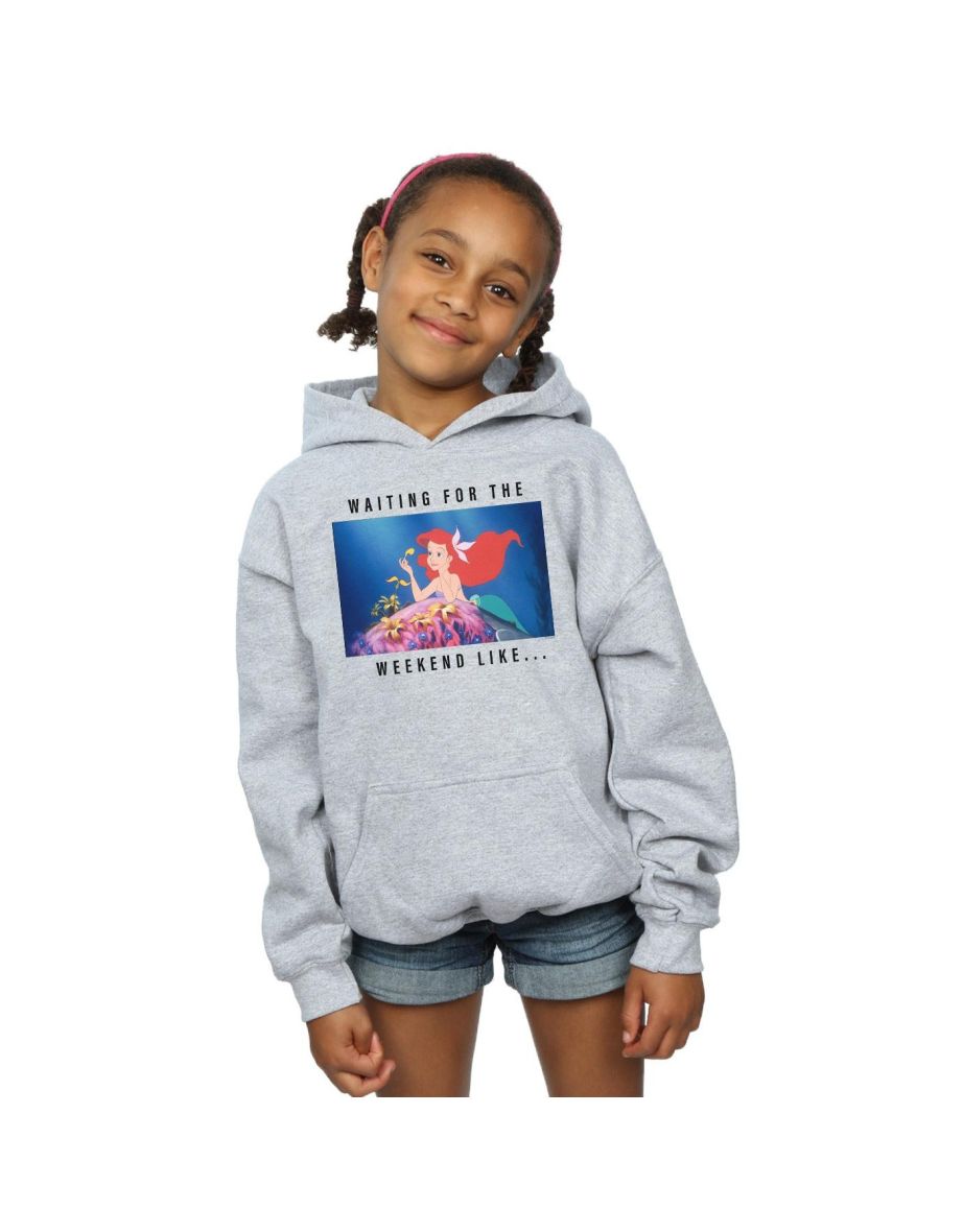 Disney Princess Girls Ariel Waiting For The Weekend Hoodie - Sports Grey