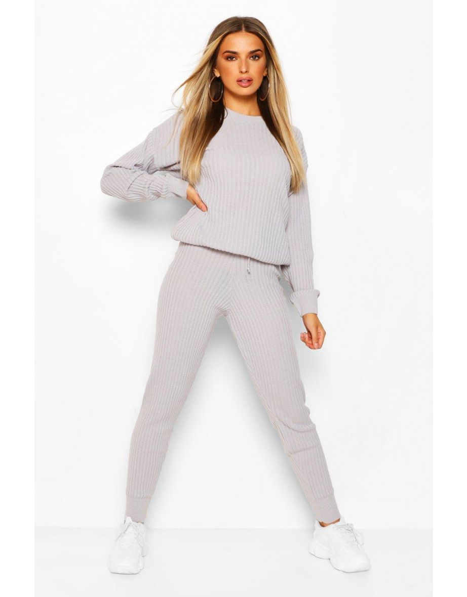 Slouchy Rib Knit Coord - grey
