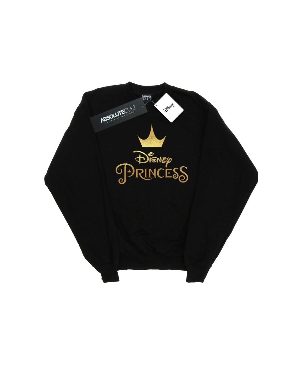 Disney Girls Princess Crown Logo Sweatshirt - Black