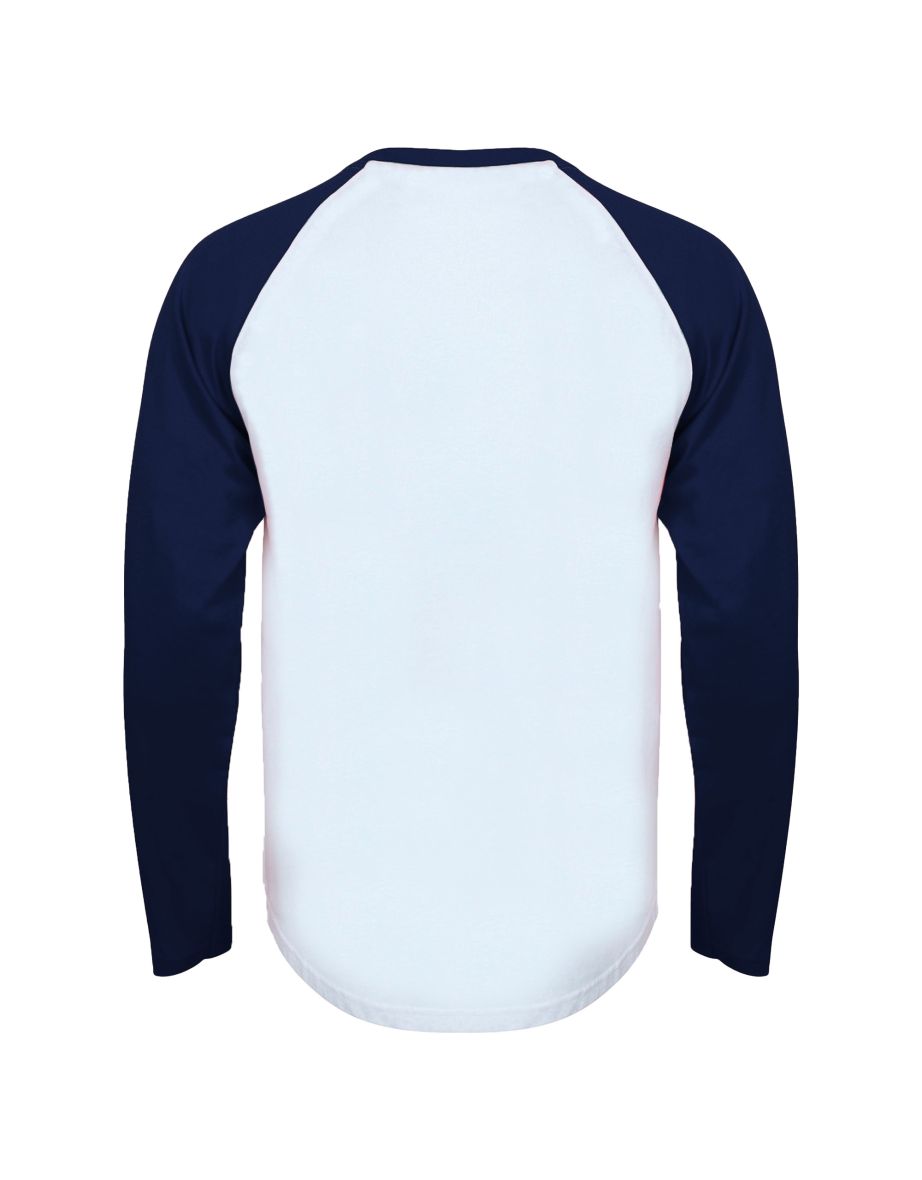 Skinnifit Mens Raglan Long Sleeve Baseball T-Shirt - White /Oxford Navy - 1