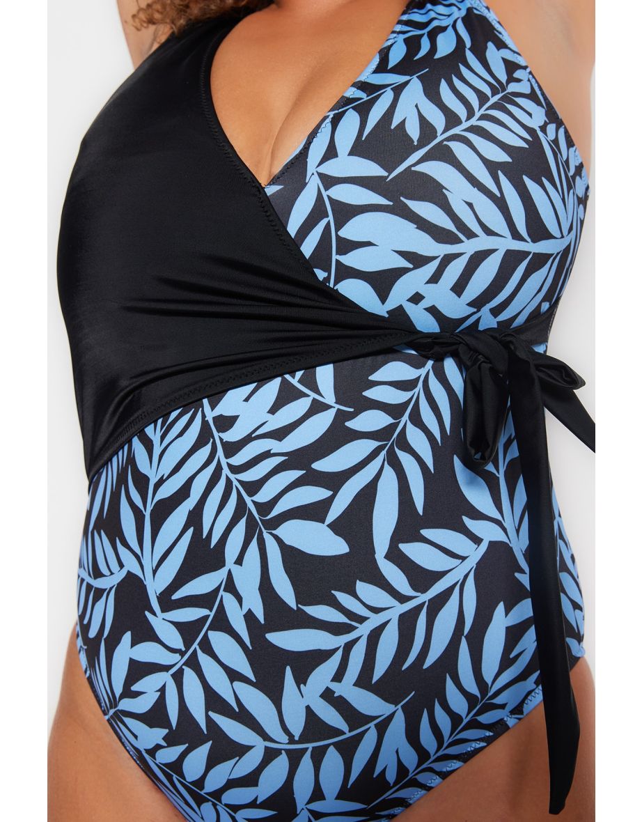 Plus Size Swimsuit - Multi-color - Graphic - 7