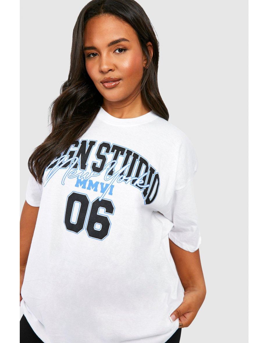 Plus Dsgn Studio Varsity Oversized T-shirt - white - 3