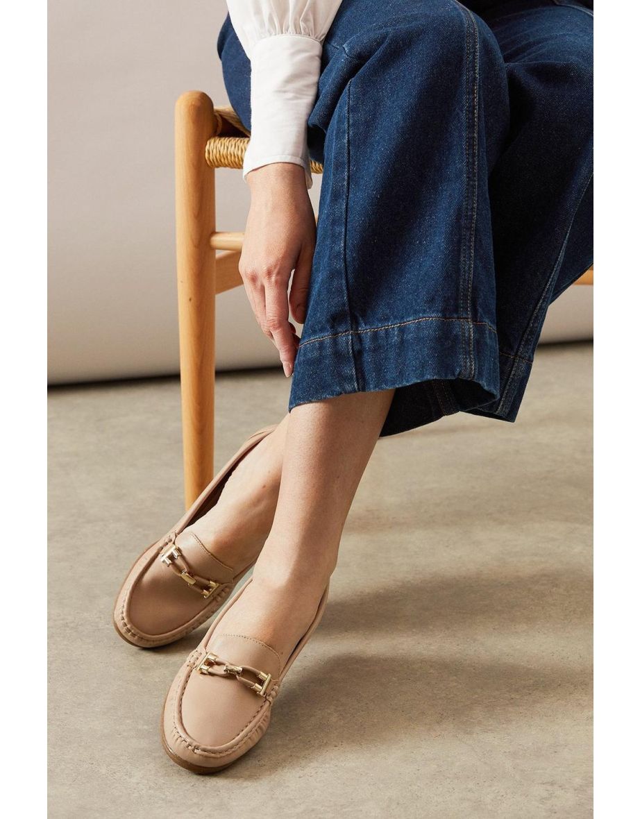 Good For The Sole: London Faux Leather Trim Detail Comfort Low Wedge Loafers